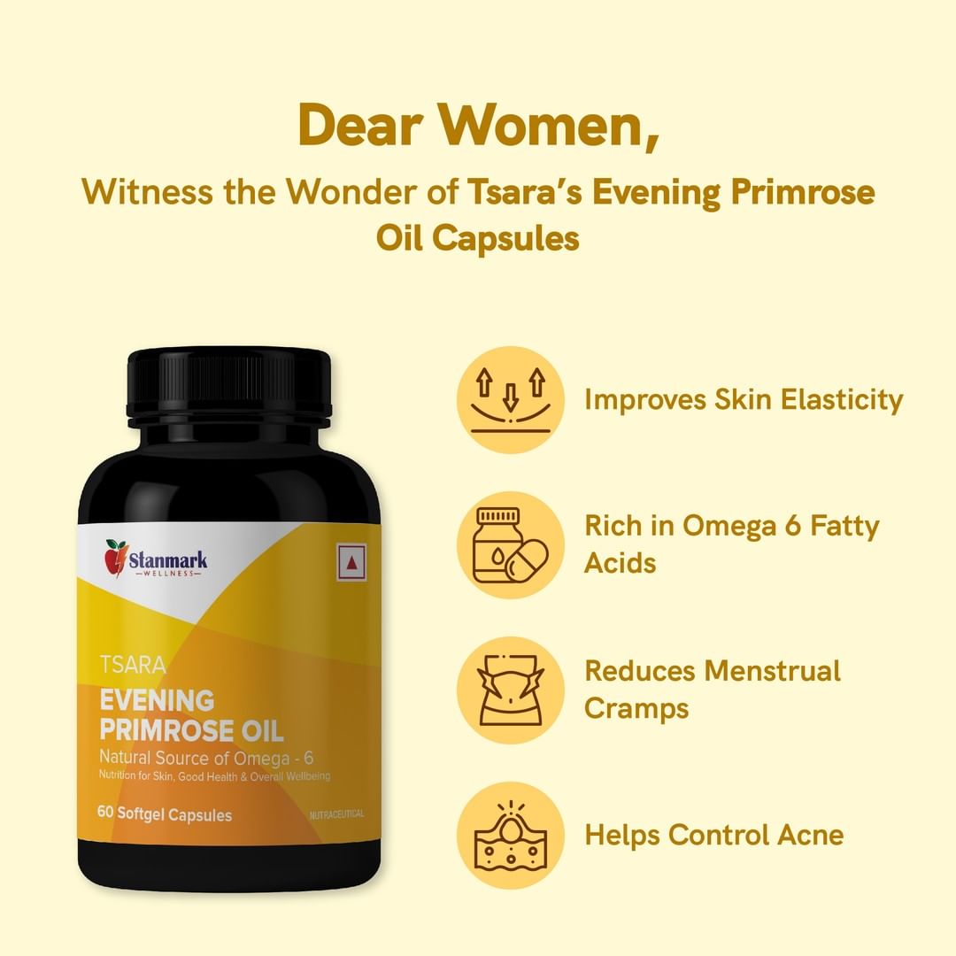 Tsara Evening Primrose Oil 1000mg Women Supplement Capsules - Stanmark Wellness