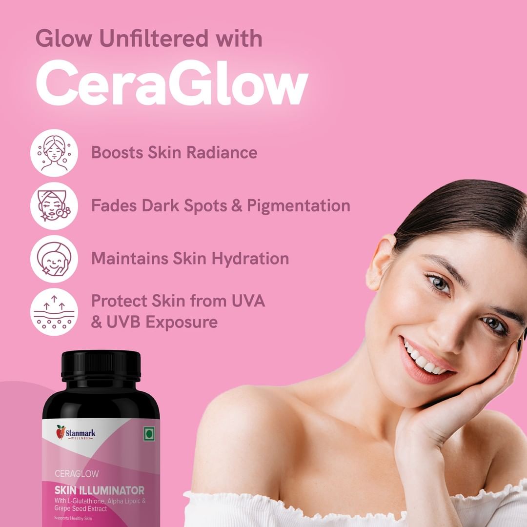 Ceraglow L-Glutathione + Niacinamide Skin Illuminator tablets - Stanmark Wellness