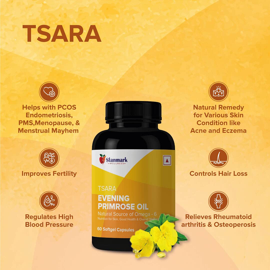 Tsara Evening Primrose Oil 1000mg Women Supplement Capsules - Stanmark Wellness